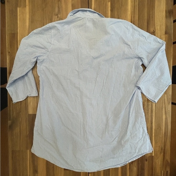 Talbots Miraclesuit Crinkle Gauze Seersucker Oversized Button Down Beach Shirt - Picture 4 of 10